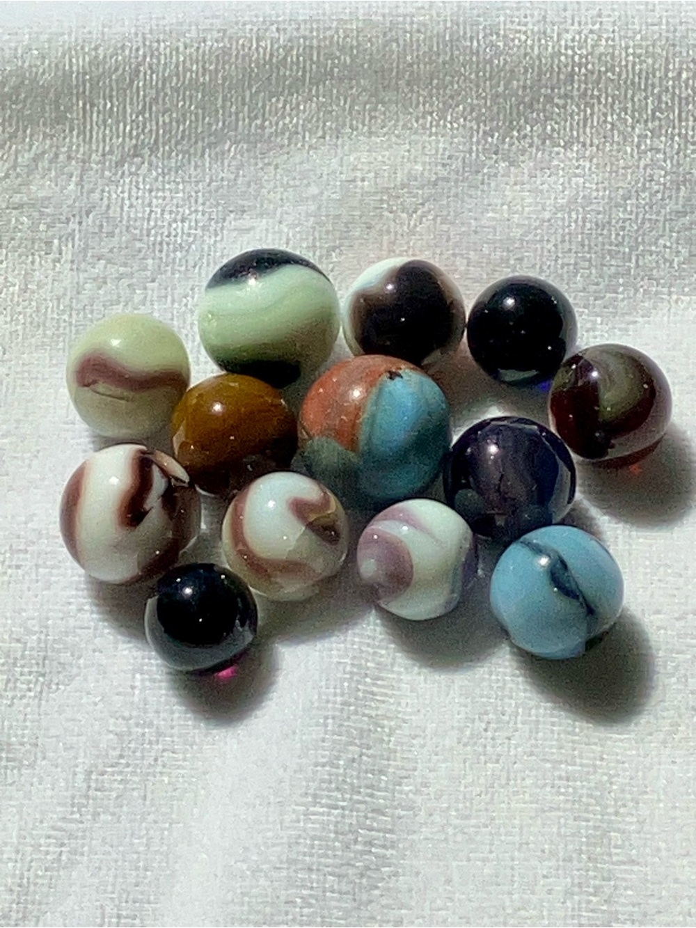 Vintage Marbles 12 pc purple brown
